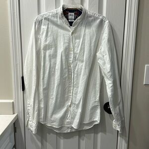 Men’s Zara Medium Regular Fit Dress Shirt in White with Mandarin Collar